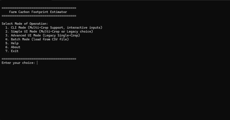 Farm Carbon Footprint Estimator – screenshot 1