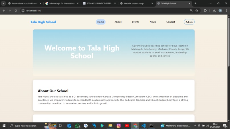 Tala High Modern Website – screenshot 1