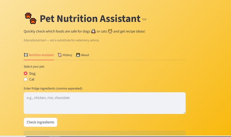 PET NUTRITION ASSISTANT – screenshot 1