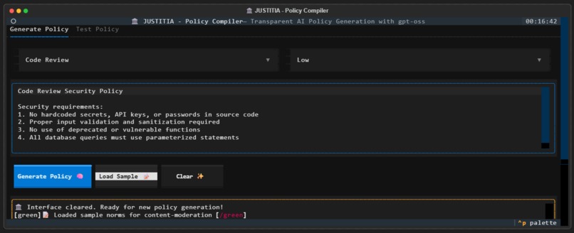 JUSTITIA: Transparent AI Policy Compiler – screenshot 2