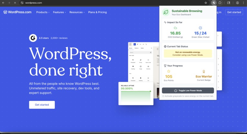 Sustainable Browser Tracker – screenshot 1
