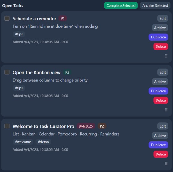 CuroTask – screenshot 1