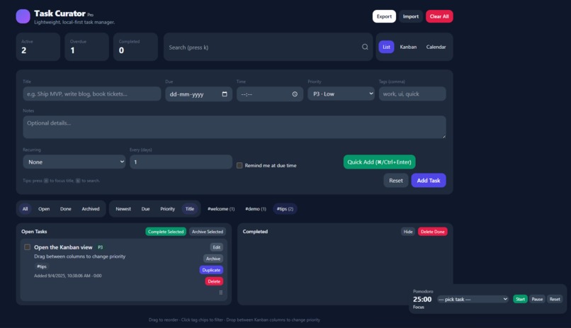 CuroTask – screenshot 2
