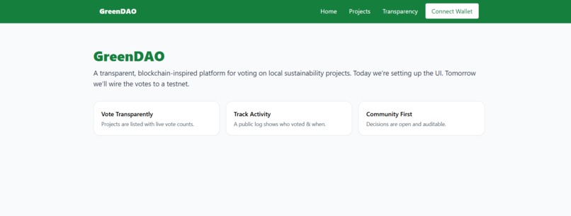 GreenDAO : A Decentralized Autonomous Organization – screenshot 2