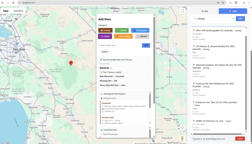 GeoNotes (Track 1) – screenshot 2