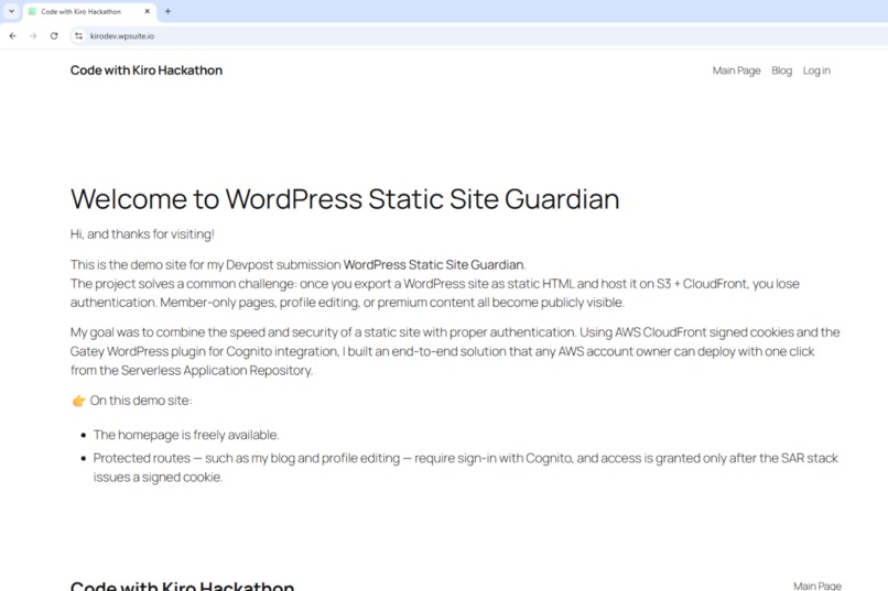 WordPress Static Site Guardian – screenshot 1