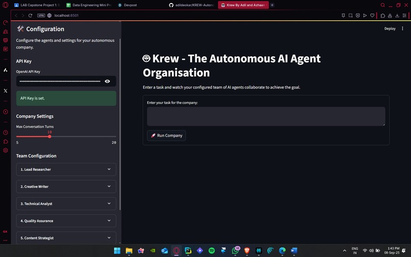 KREW -  Autonomous AI Agent Organisation – screenshot 1
