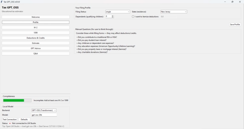 TAX GPT OSS – screenshot 1