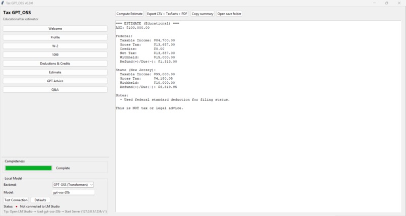 TAX GPT OSS – screenshot 2