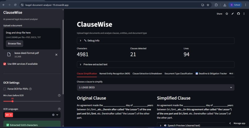 ClauseWise - AI Legal Document Analyzer – screenshot 1