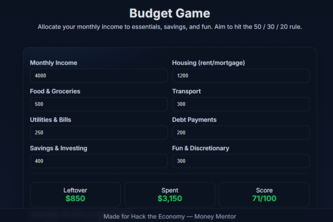 Budget Game - Money Mentor - Main Track