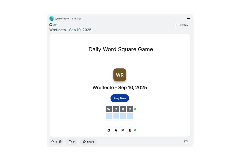 Wreflecto - A Daily Word Square Game – screenshot 1