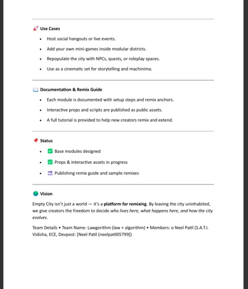 Empty City — Pitch for a Horizon World – screenshot 2