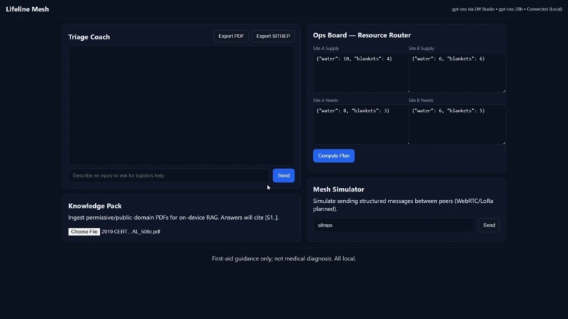 Lifeline Mesh — Offline Disaster Response Agent – screenshot 3