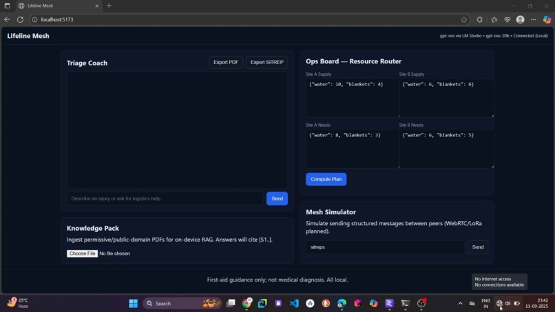 Lifeline Mesh — Offline Disaster Response Agent – screenshot 5