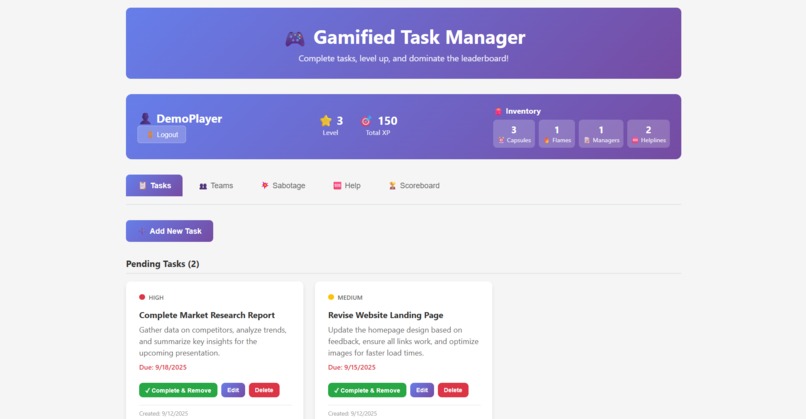 Gamified Task Manager – screenshot 4