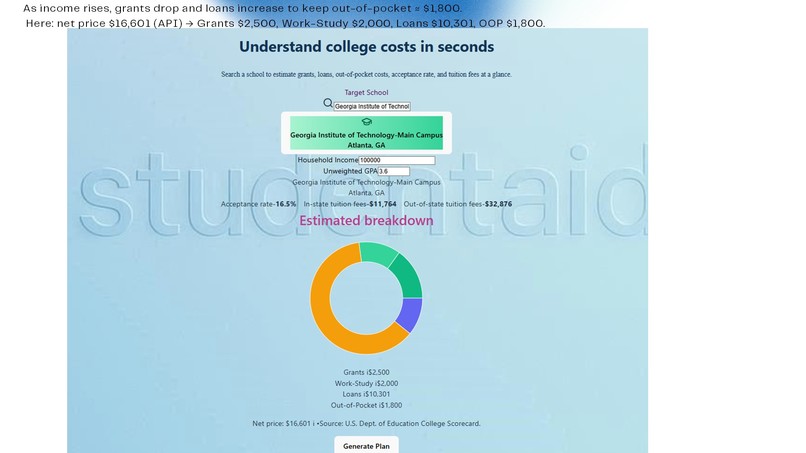 StudentAid: College Cost & Aid Estimator – screenshot 2