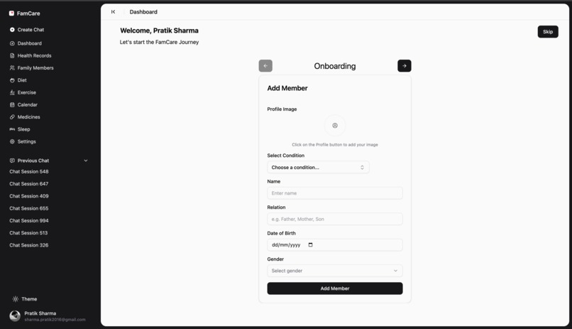 FamCare - Healthcare management RAG – screenshot 1