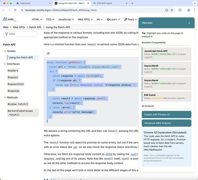 DevLens – screenshot 1
