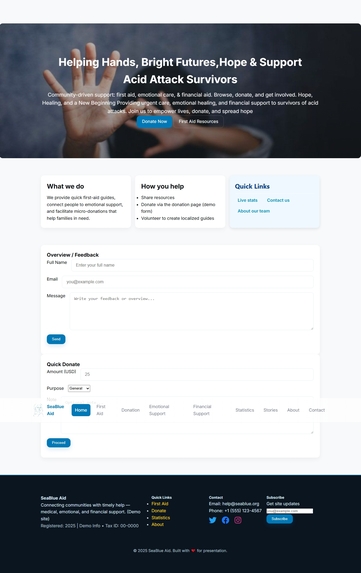 Sea Blue Aid – Acid Attack Survivors Support – screenshot 2