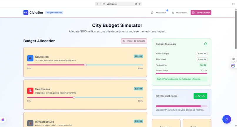 CivicSim — The People’s Budget – screenshot 3