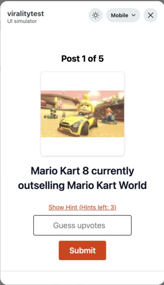 ViralityTest: A Reddit app to train your viral instincts – screenshot 2