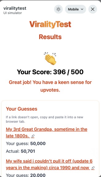 ViralityTest: A Reddit app to train your viral instincts – screenshot 4