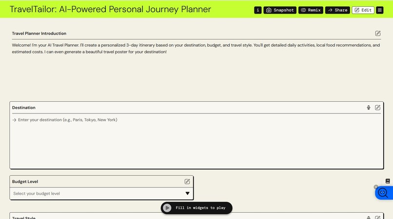 TravelTailor – AI-Powered Personal Journey Planner – screenshot 1