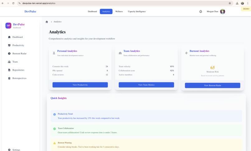 DevPulse – screenshot 2