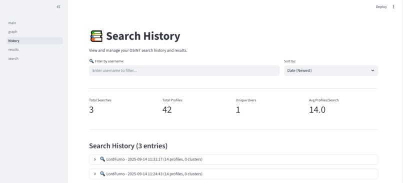 Deepsint – screenshot 2