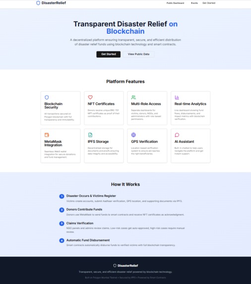 Relivault: Decentralized Disaster Relief Fund System – screenshot 1