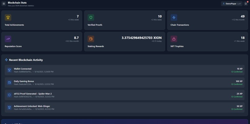 XION Gaming Hub Mobile gaming dashboard with XION blockchain – screenshot 7