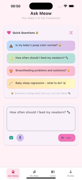 MamaMeow:Track, Learn & Ask AI – screenshot 2