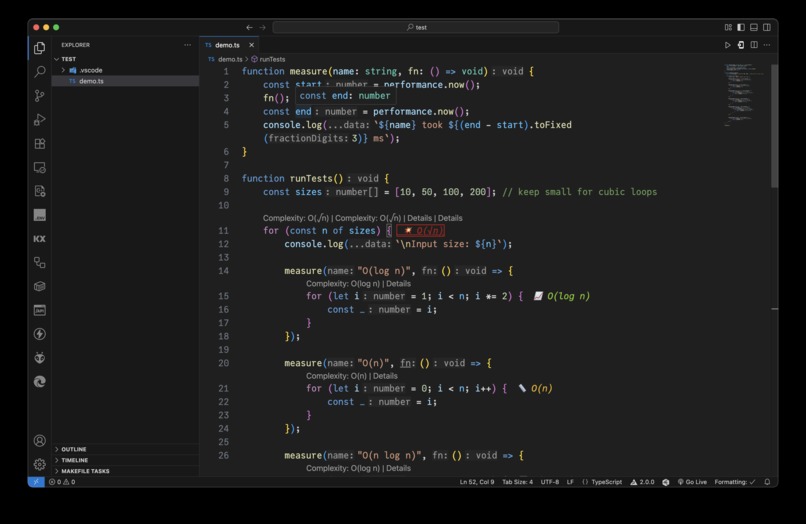 Time Complexity Analyser  – screenshot 1