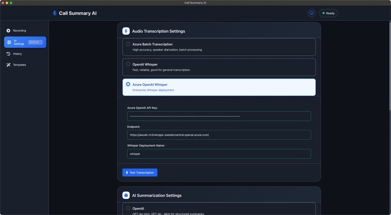 Call Summary AI - Professional Desktop Application – screenshot 2