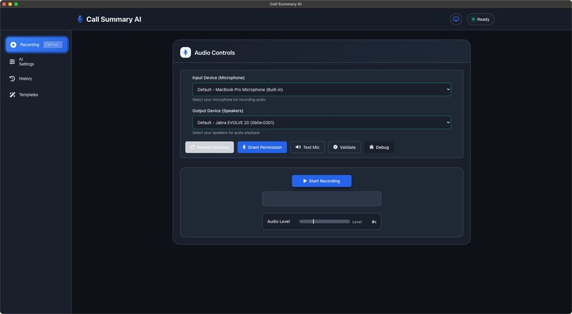 Call Summary AI - Professional Desktop Application – screenshot 1