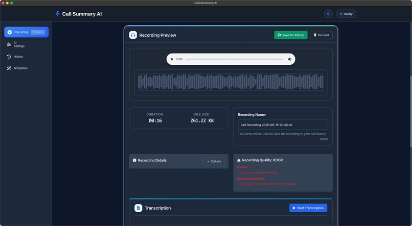 Call Summary AI - Professional Desktop Application – screenshot 7