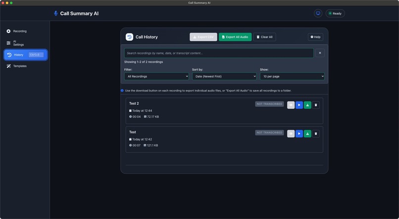 Call Summary AI - Professional Desktop Application – screenshot 3