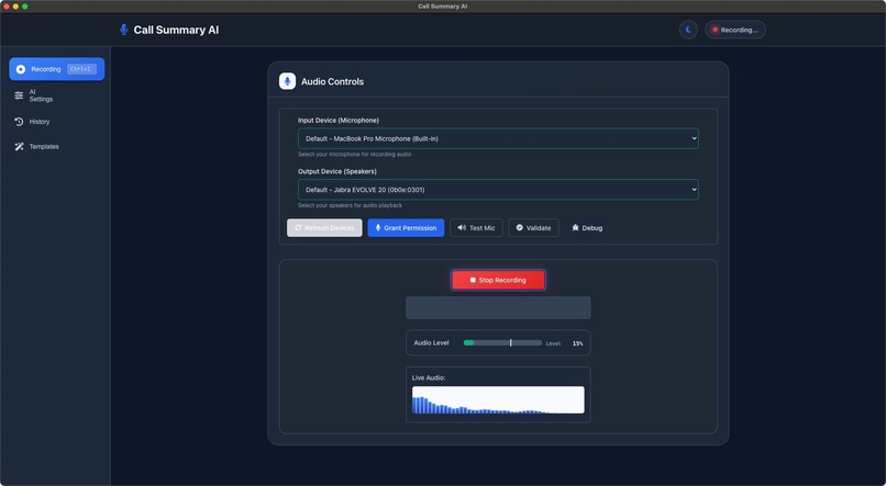 Call Summary AI - Professional Desktop Application – screenshot 6