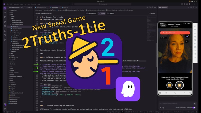 2Truths-1Lie: A Kiro-Powered Social Video Game – screenshot 1