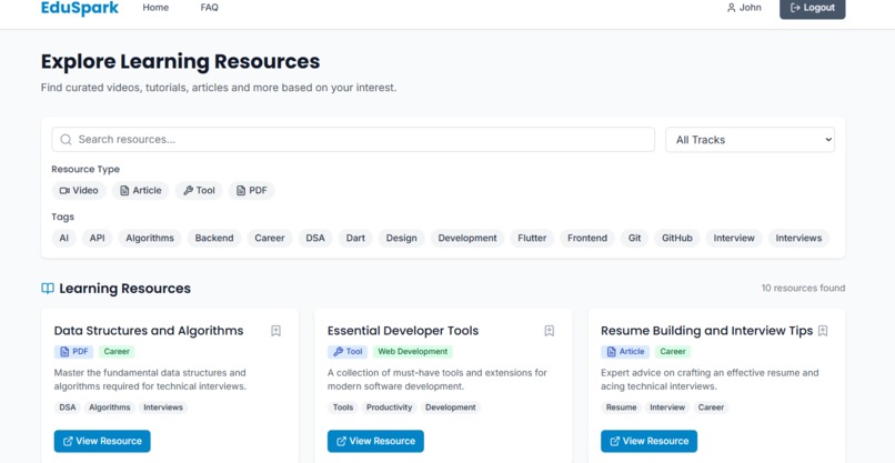 EDUSPARK-Learning and Mentorship Hub. – screenshot 2