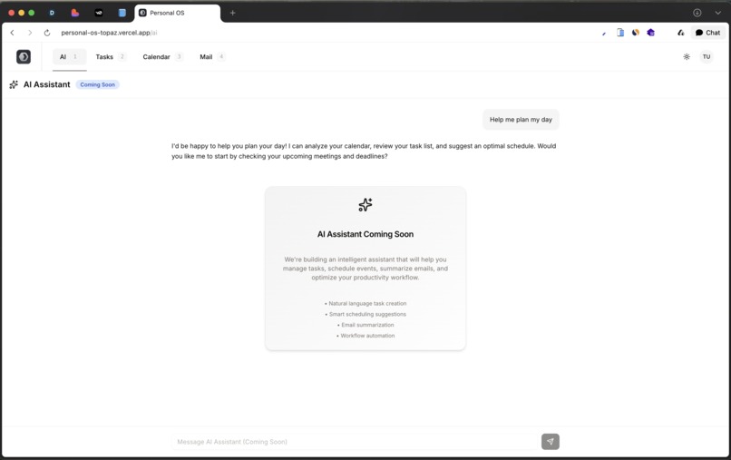 PersonalOS – screenshot 1