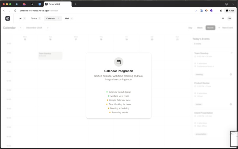 PersonalOS – screenshot 2