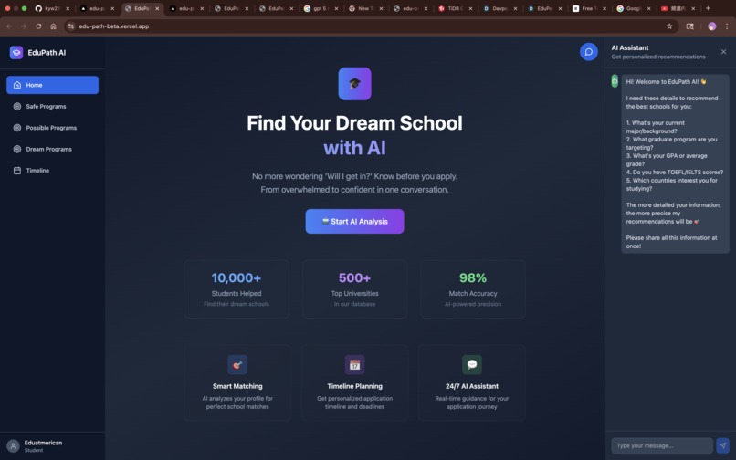 EduPath: AI University Matcher – screenshot 1