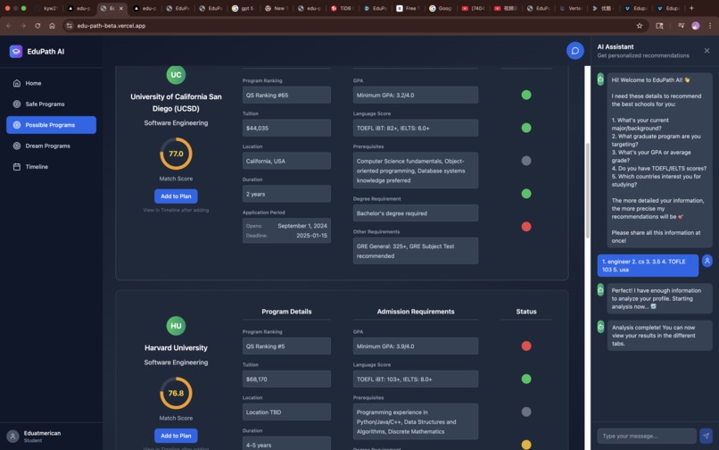 EduPath: AI University Matcher – screenshot 3