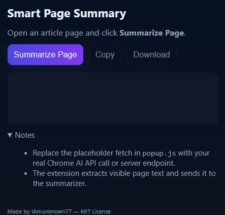 Smart Web Page Summarizer – screenshot 1