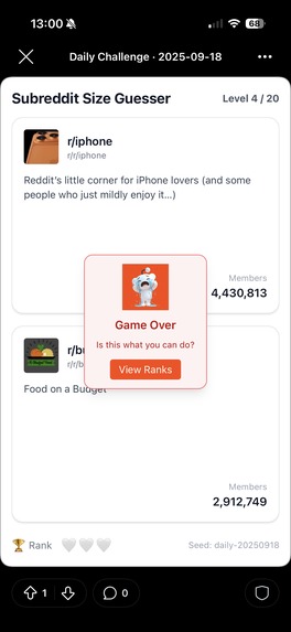 Subreddit Size Guesser – screenshot 3