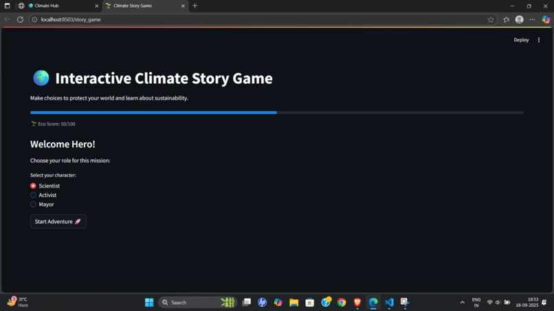 Climate hub – screenshot 1