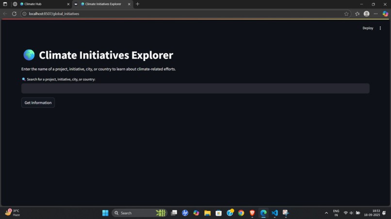 Climate hub – screenshot 2