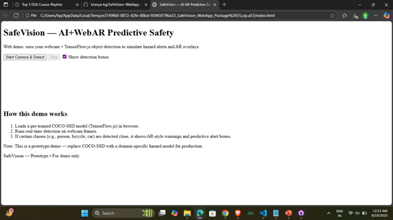 SafeVision – AI & AR Powered Predictive Safety Navigation – screenshot 1